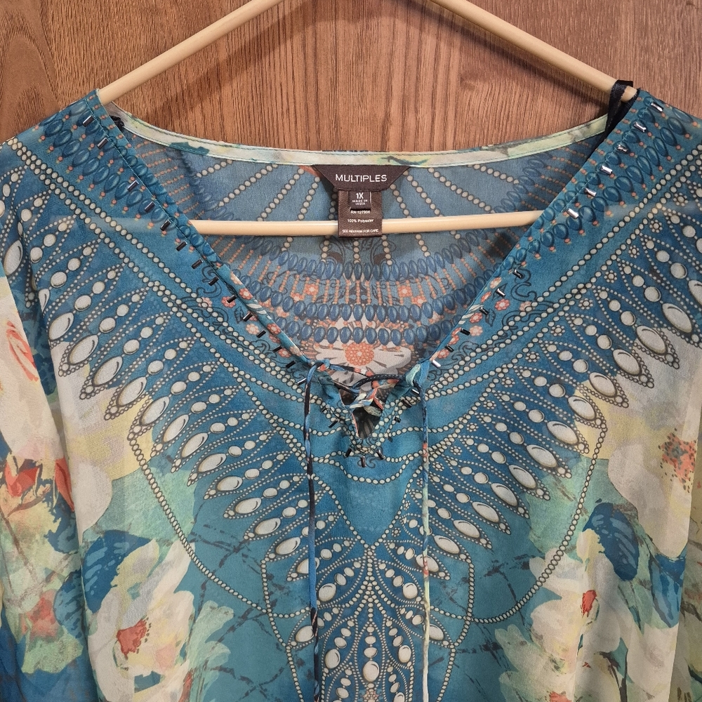 Multiples Blue And Orange Floral Tunic. Box 31 View 3